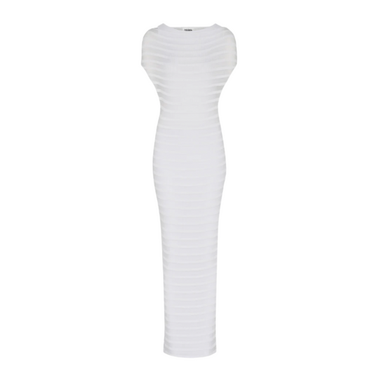 WOMEN - NYLON LONG DRESS WITH VISCOSE MARINIERE STRIPES - JPG