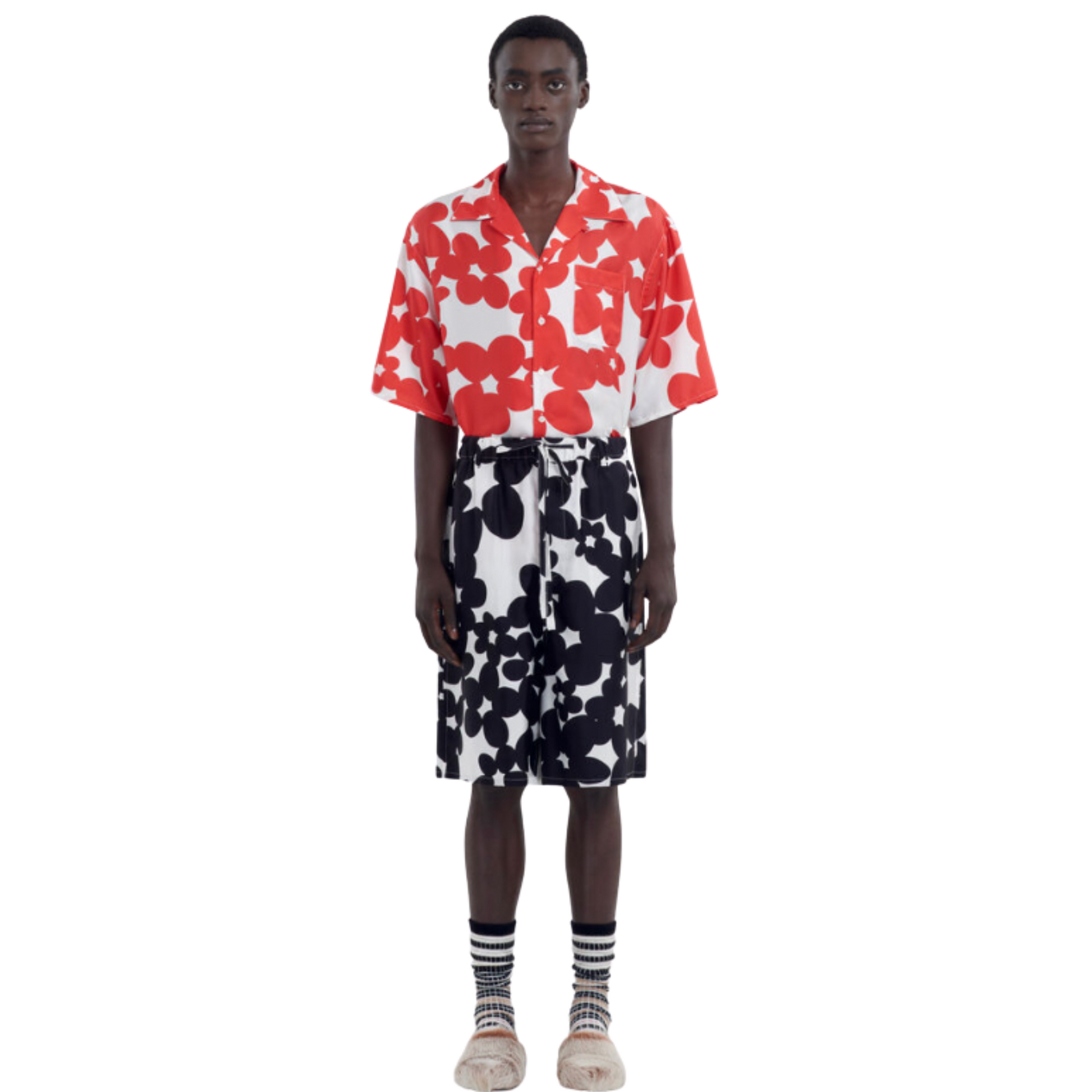 MEN - Short en soie Dillies Black/White - Marni