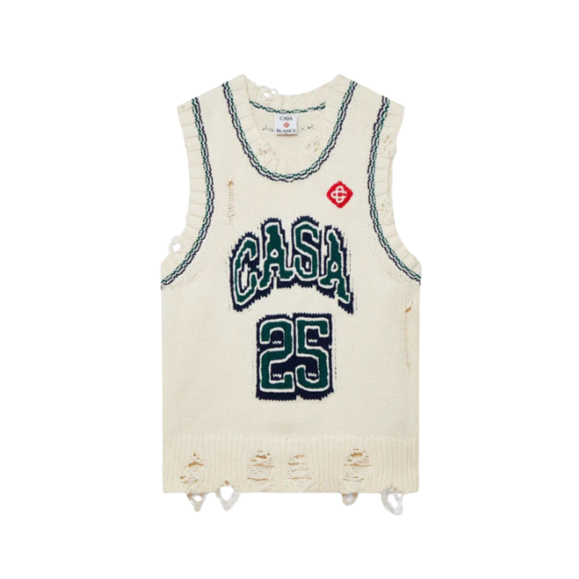 WOMEN - INTARSIA BASEBALL TOP White/Green - Casa Blanca