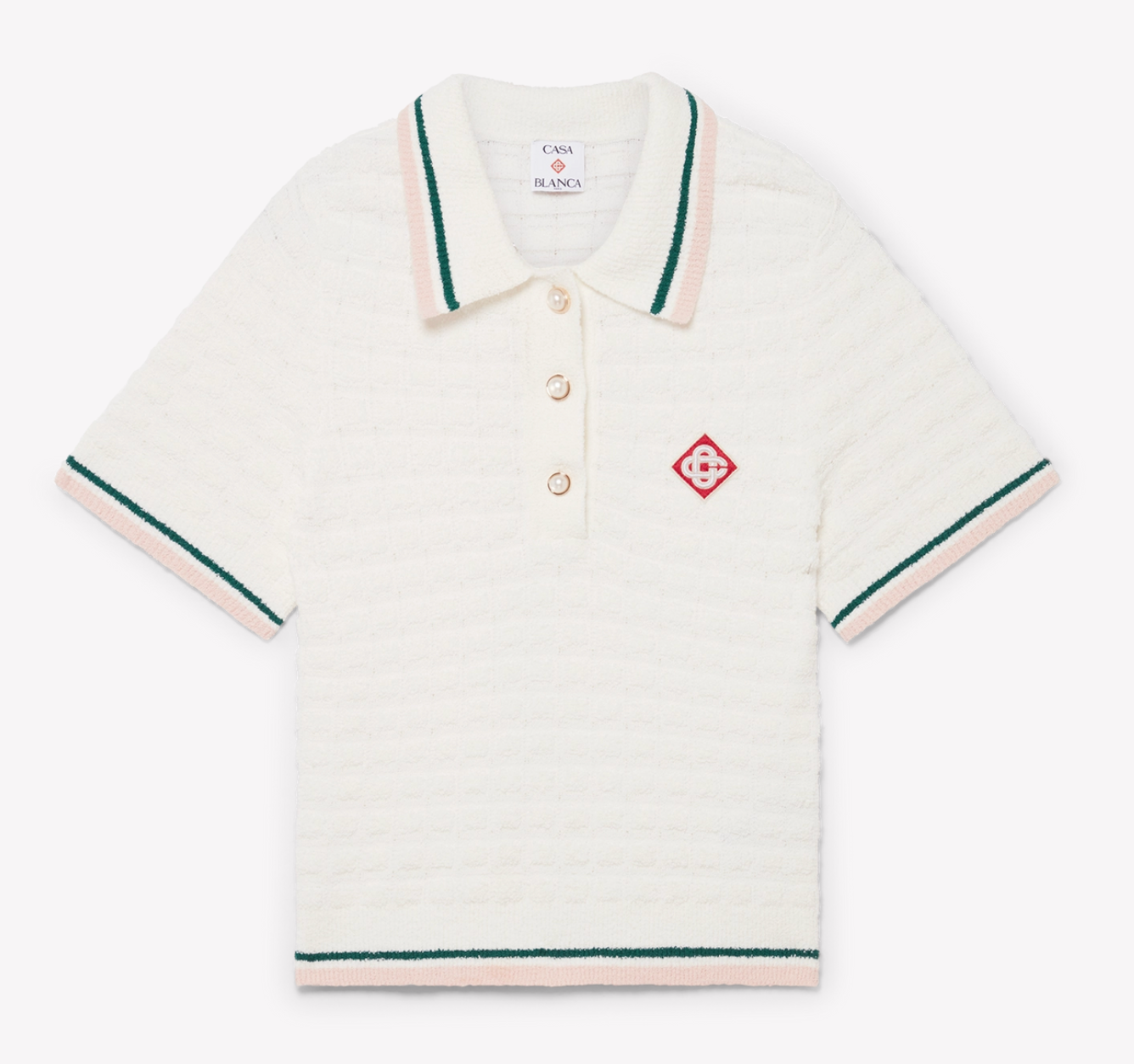 WOMEN - POLO SHIRT COTTON BOUCLÉ white/pink - Casa Blanca