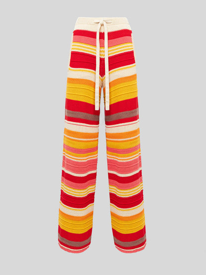 WOMEN - KNIT PANTS PINK MULTI - Laneus