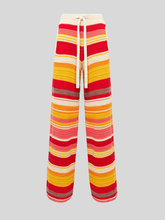 WOMEN - KNIT PANTS PINK MULTI - Laneus