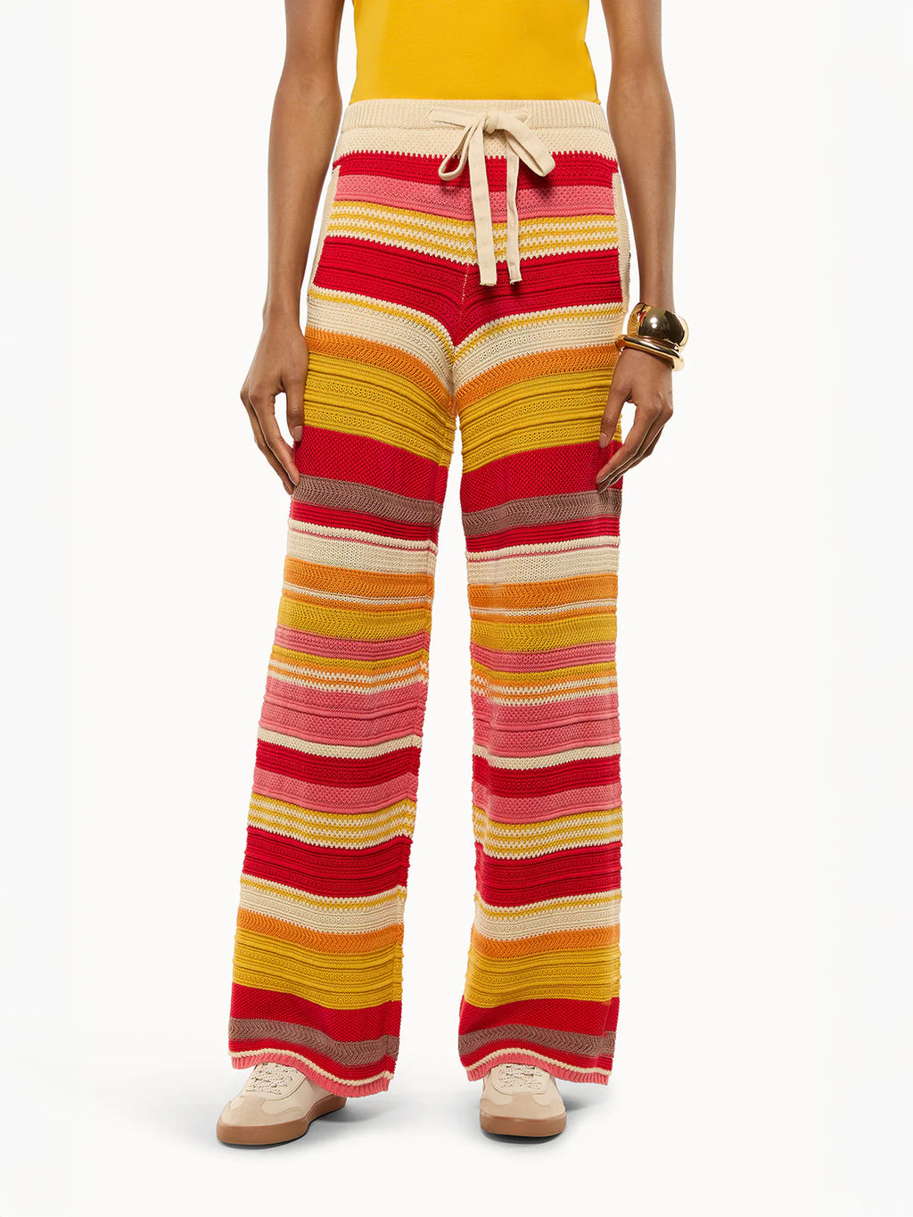 WOMEN - KNIT PANTS PINK MULTI - Laneus