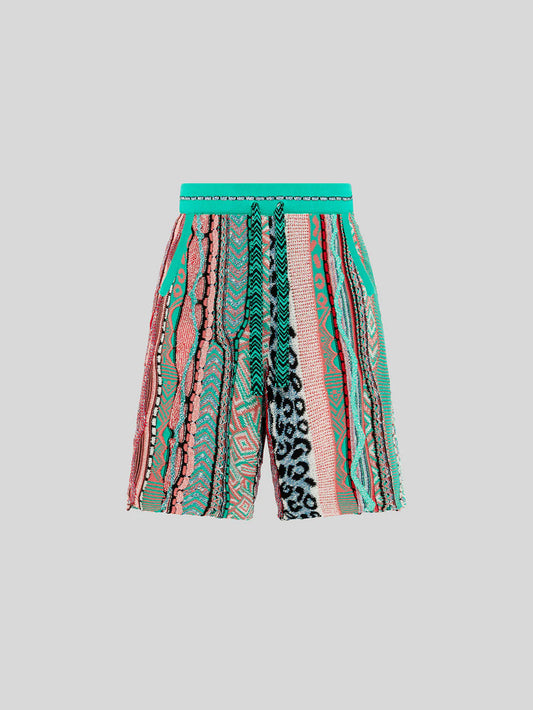 MEN - KNIT SHORT BERMUDA GREEN MULTI - Laneus