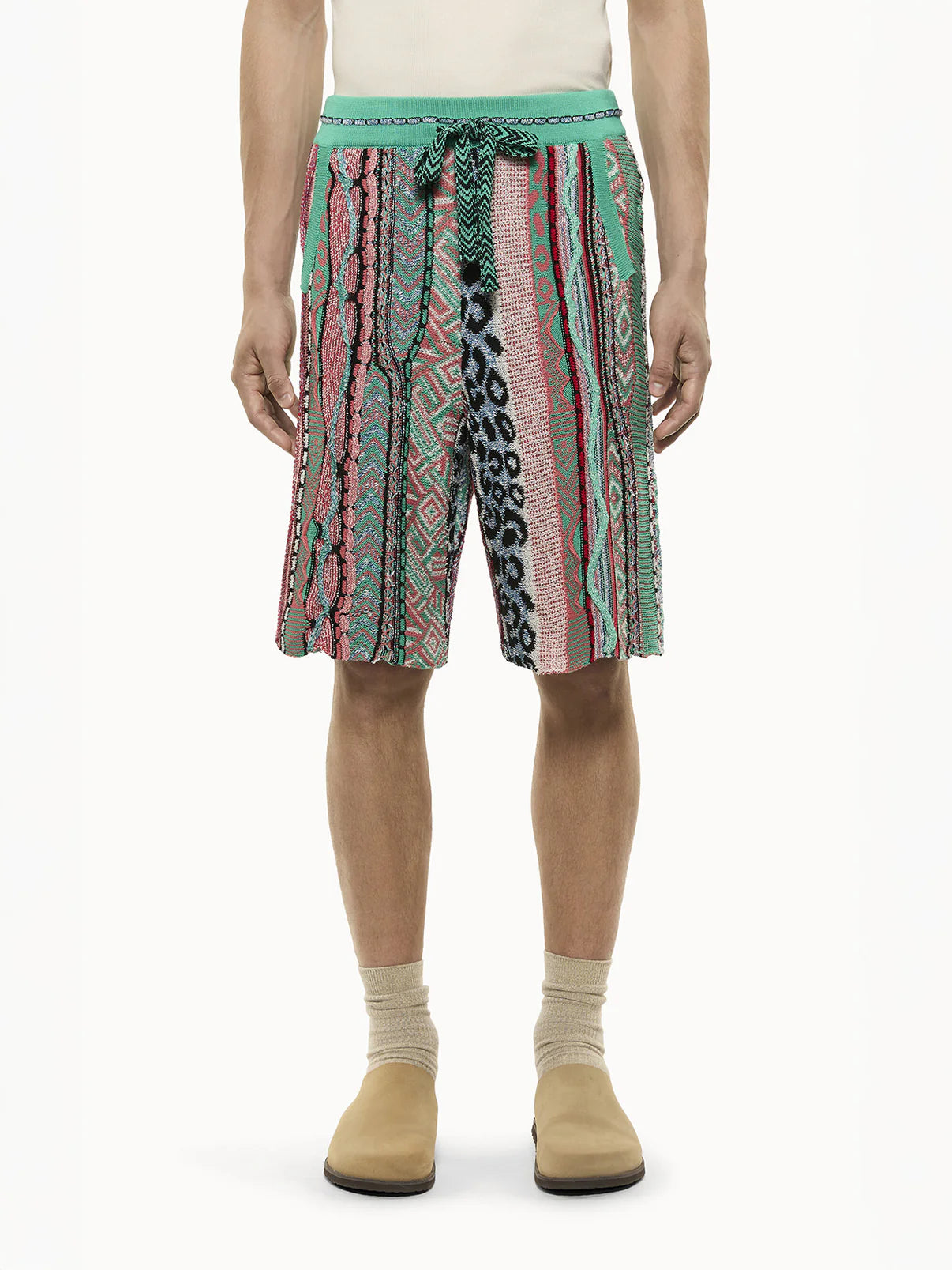 MEN - KNIT SHORT BERMUDA GREEN MULTI - Laneus