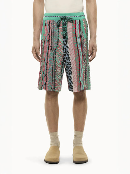 MEN - KNIT SHORT BERMUDA GREEN MULTI - Laneus
