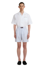 MEN - Bermuda rayé en popeline de coton bleu clair - Marni
