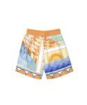 MEN - Short Silk Drawstring surreal pool orange/multi - Casa Blanca