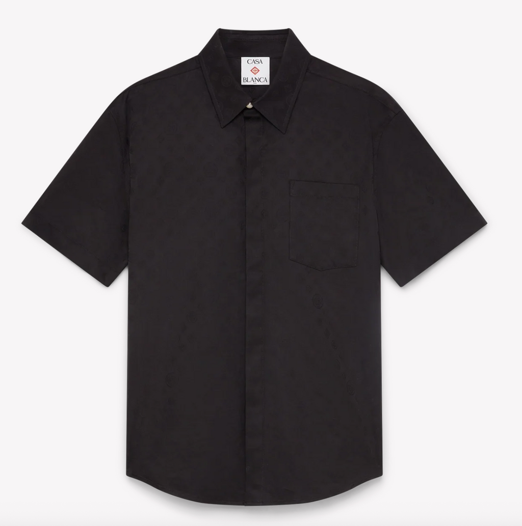 MEN - SHIRT  COTTON MONOGRAM SHORT SLEEVE BLACK - Casa Blanca