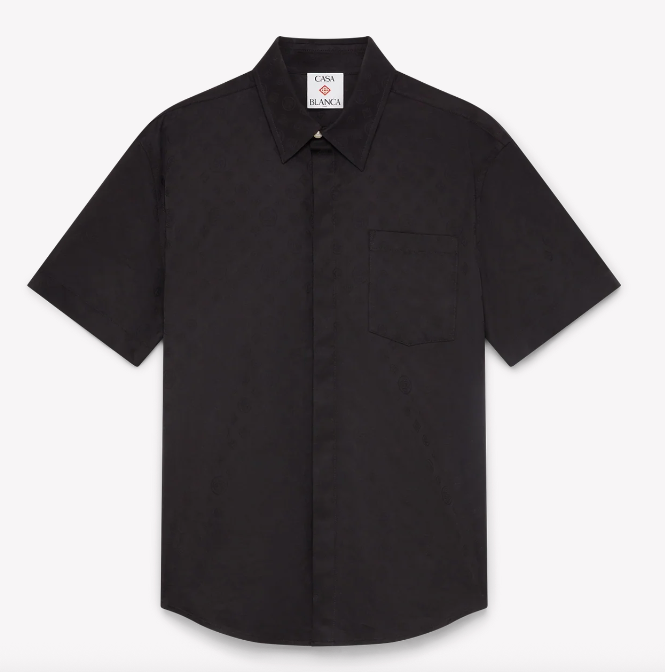 MEN - SHIRT  COTTON MONOGRAM SHORT SLEEVE BLACK - Casa Blanca