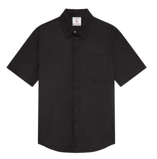 MEN - SHIRT  COTTON MONOGRAM SHORT SLEEVE BLACK - Casa Blanca