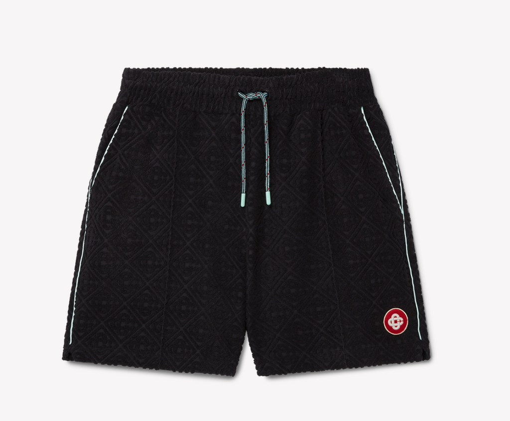 MEN - SHORTS MONOGRAM JACQUARD TOWELLING black/white - Casa Blanca