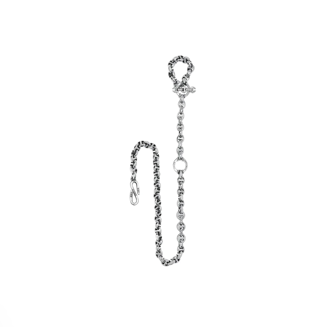 5MM OPEN LINK WALLET CHAIN STERLING SILVER WHITE DIAMOND - Hoorsenbuhs