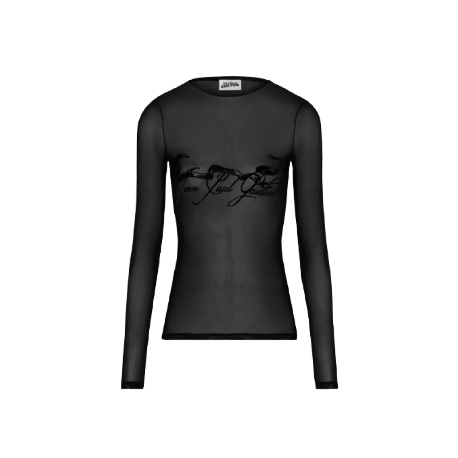 WOMEN - MESH LONG SLEEVES TOP WITH VELVET WITH "TATTOO RUBAN " FLOCK - JPG