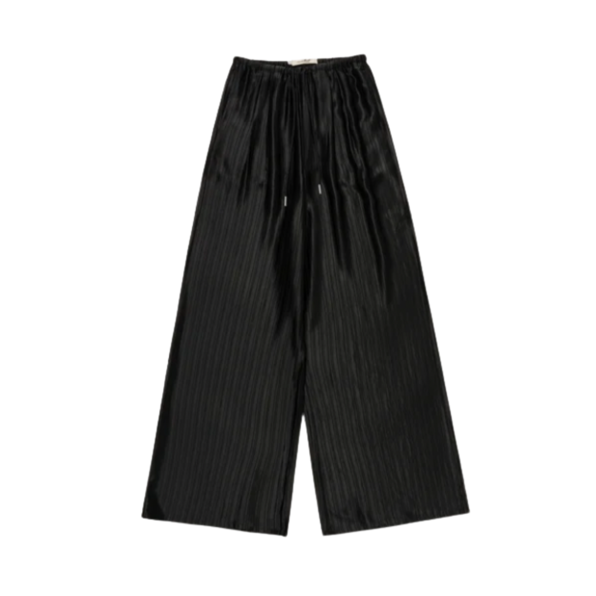 WOMEN - LOOSE SATIN STRIPE WIDE LEG - Black - HTG