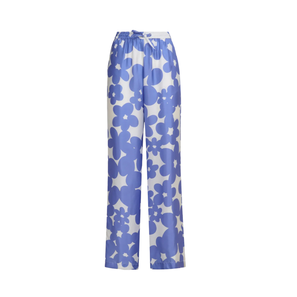 WOMEN - Pantalon de pyjama en soie avec imprimé Dillies blanc/bleu - Marni
