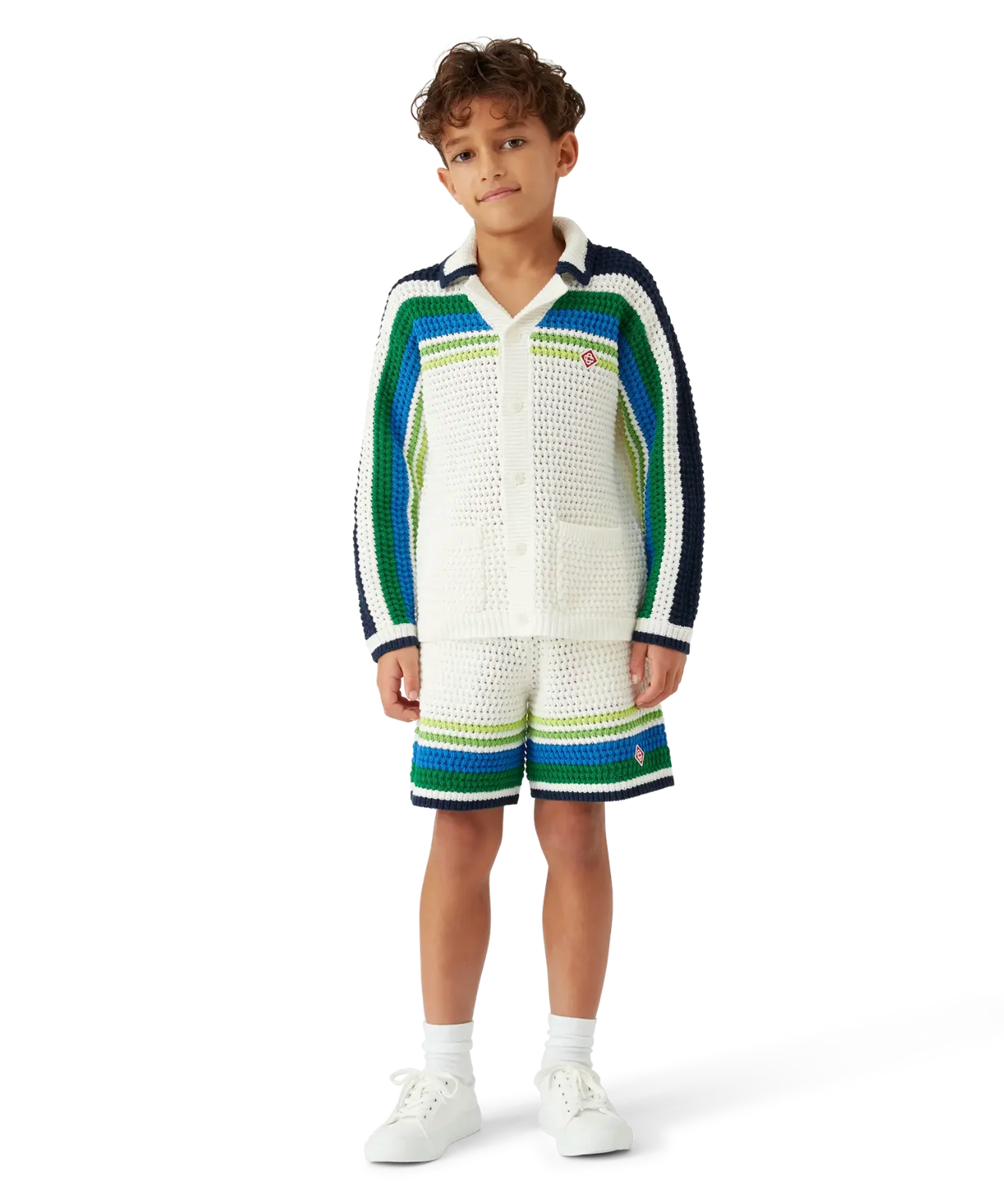 KIDS - Short de tennis en maille rayée Green - Casa Blanca