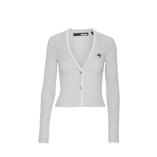 WOMEN -Top Fine Rib Cardigan Grey - Rotate