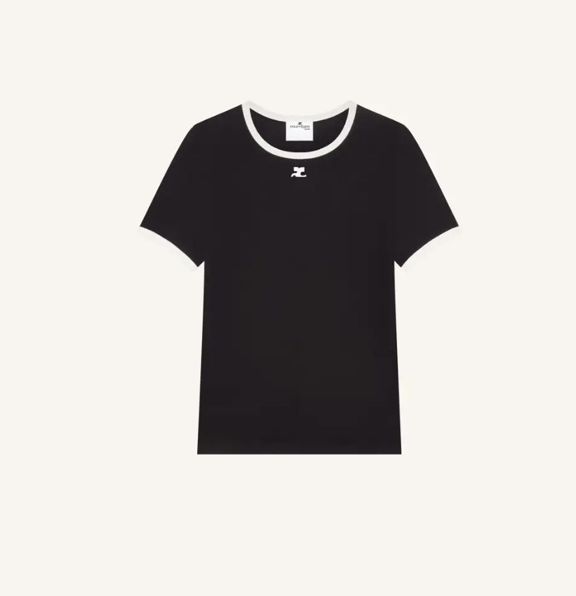 WOMEN - T-SHIRT CONTRASTE SIGNATURE Black - Courrèges