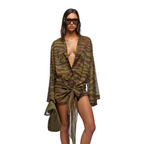 WOMEN- MINI DRESS DARK GREEN AND DARK BROWN - The Attico