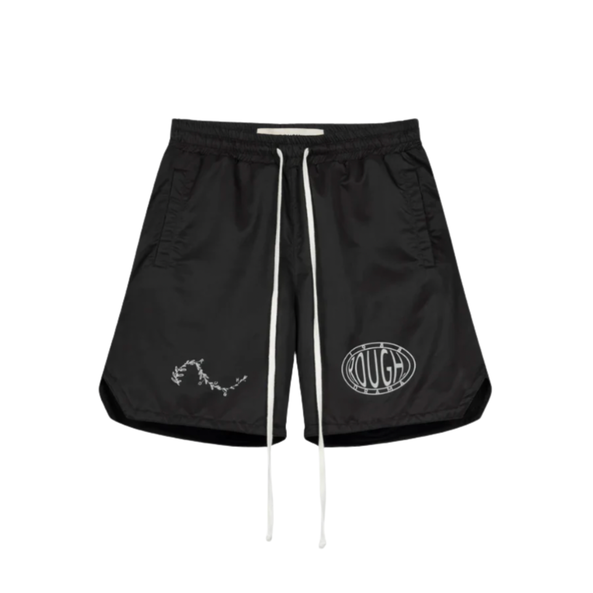 MEN - NYLON OLIVE BRANCH SHORTS - Black - Rough