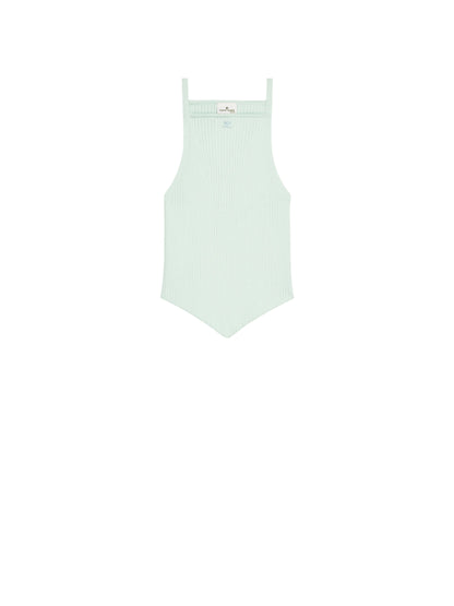 WOMEN - SIGNATURE POINTY RIB KNIT TOP LIGHT MINT - Courrèges