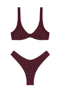 WOMEN - BRASSIERE AND BRAZILIAN SET BURGENDY - Venuja