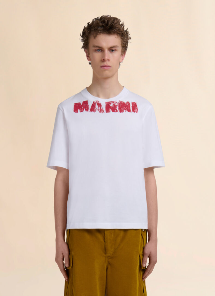 MEN - T-SHIRT WHITE MAXI IMPRIMÉ RED - Marni