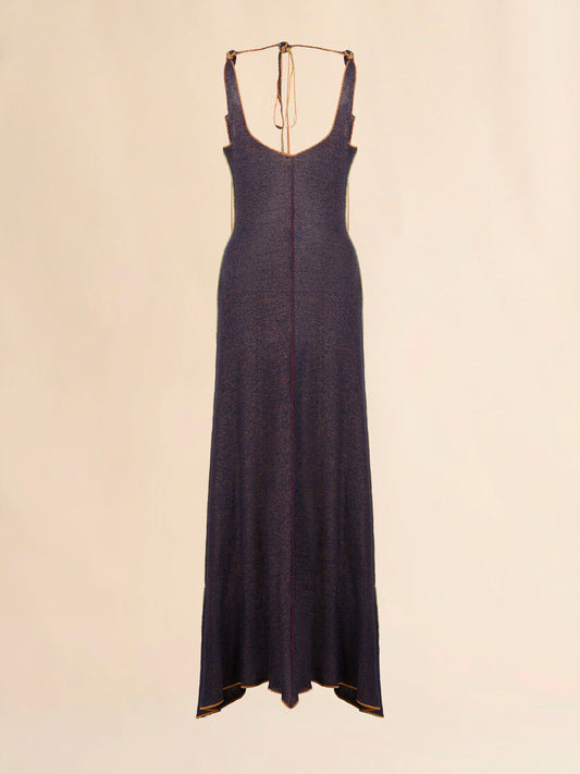 WOMEN - Robe en lin et viscose bleue avec passepoils contrastés - Marni