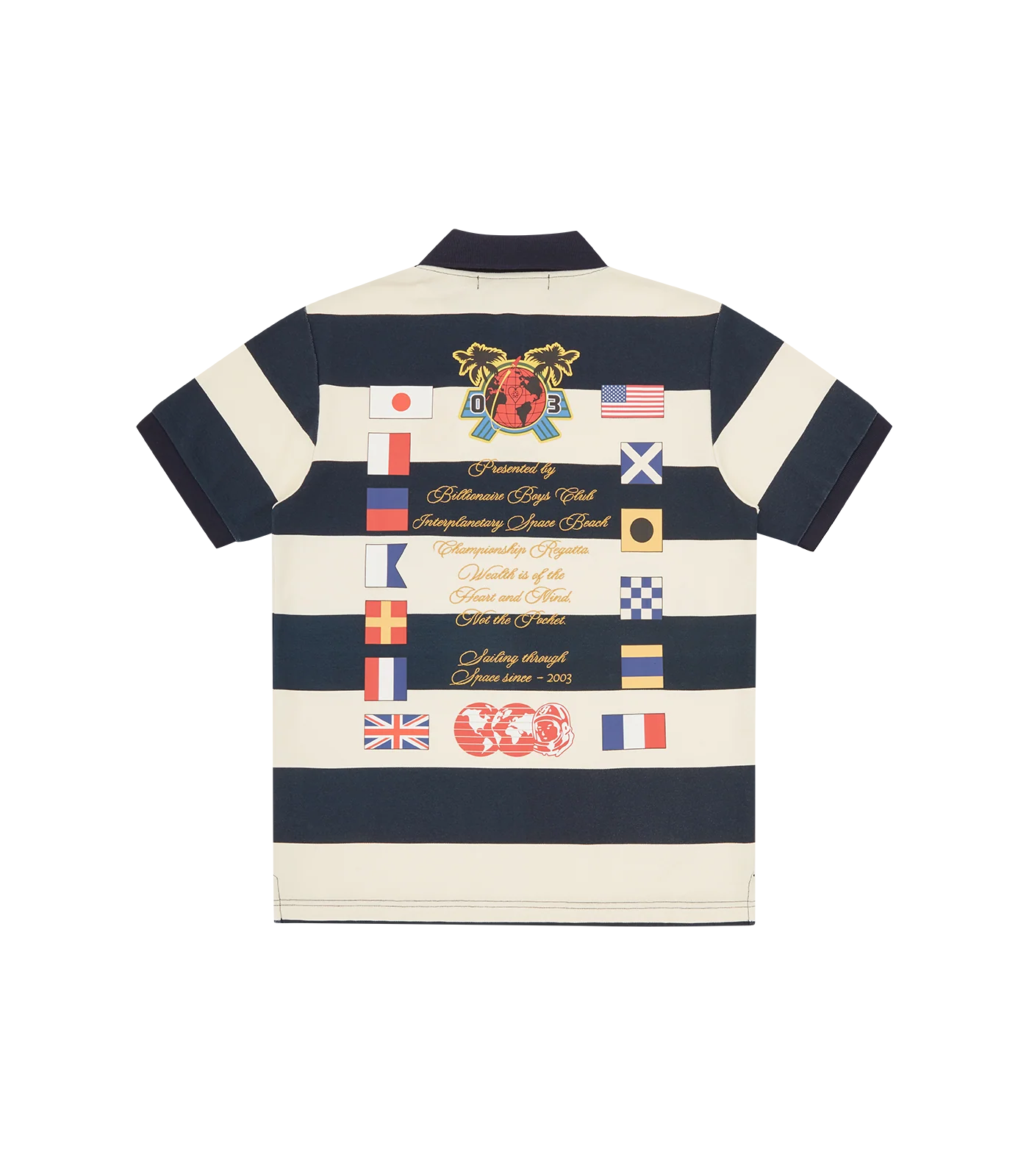 MEN - REGATTA STRIPE POLO SHIRT NAVY/ECRU - BBC