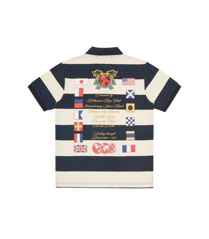 MEN - REGATTA STRIPE POLO SHIRT NAVY/ECRU - BBC