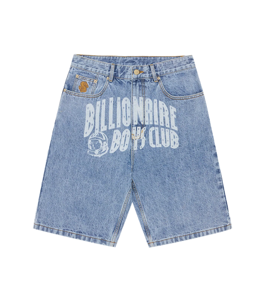 MEN - FADED ARCH LOGO DENIM SHORTS LIGHT WASH BLUE - BBC