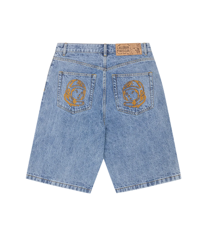 MEN - FADED ARCH LOGO DENIM SHORTS LIGHT WASH BLUE - BBC