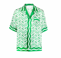 MEN - SILK SHIRT SHORT SLEEVE GREEN PING PONG - Casa Blanca