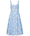 WOMEN - Robe évasée en popeline bleu clair avec imprimé Roses - Marni