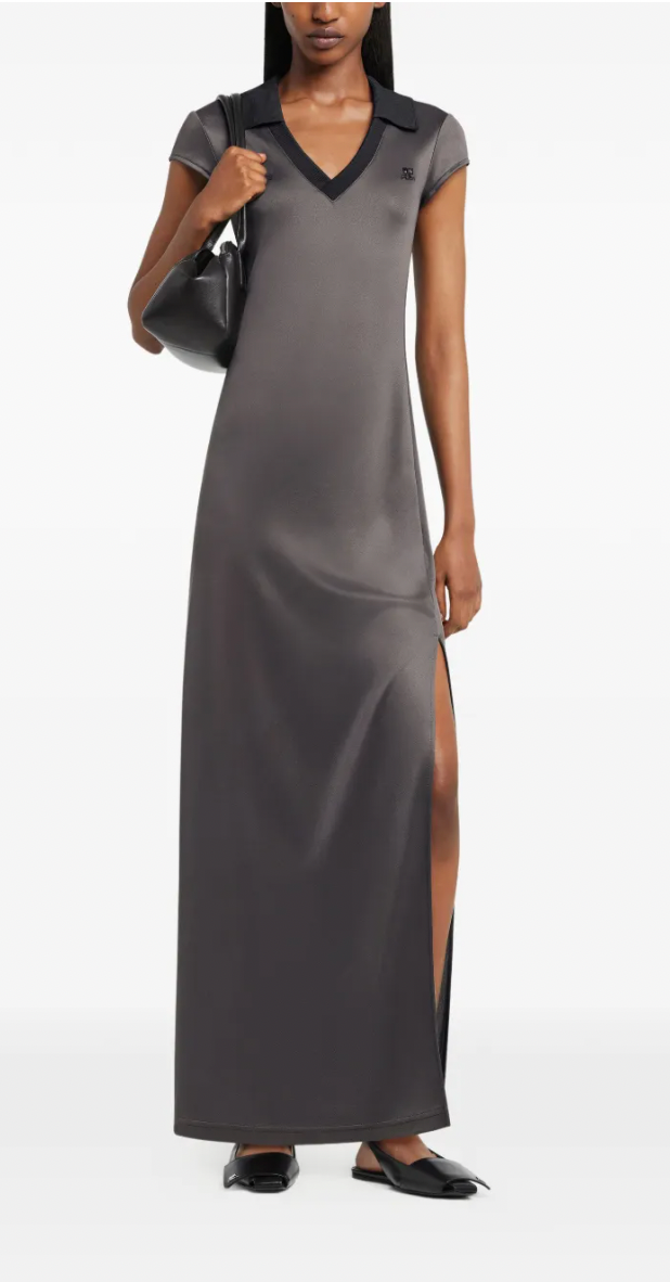 WOMEN - SPORT POLO LONG DRESS BLACK - Courrèges