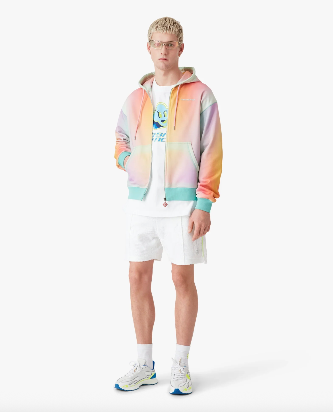 MEN - Glass Zip Up Hooded Sweatshirt - Casa Blanca