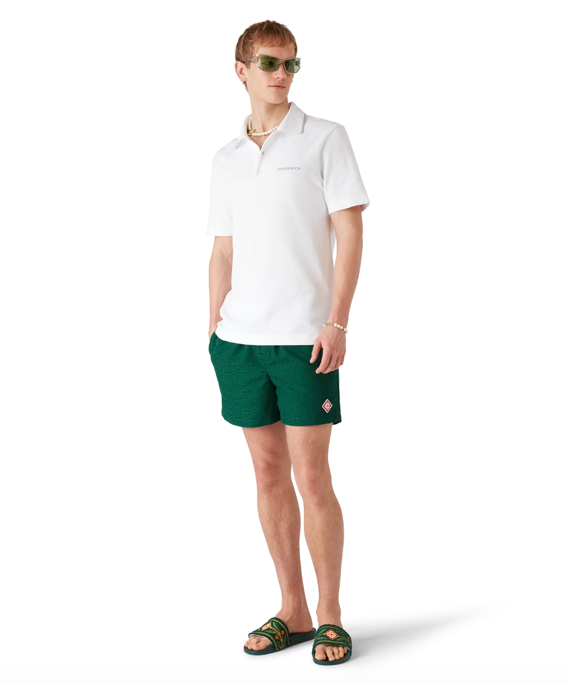 MEN - Monogram Jacquard Swim Shorts Green - Casa Blanca