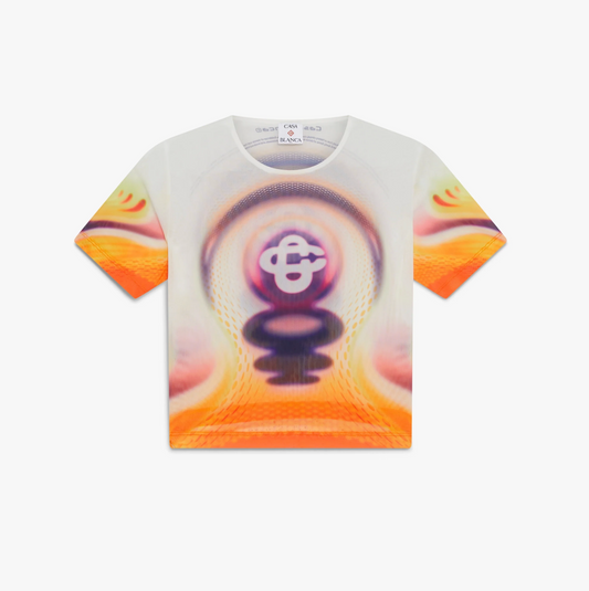 WOMEN - Sporchid Printed Mesh Baby Short Sleeve T‑Shirt - Casa Blanca