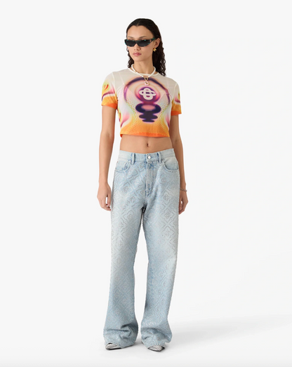 WOMEN - Sporchid Printed Mesh Baby Short Sleeve T‑Shirt - Casa Blanca