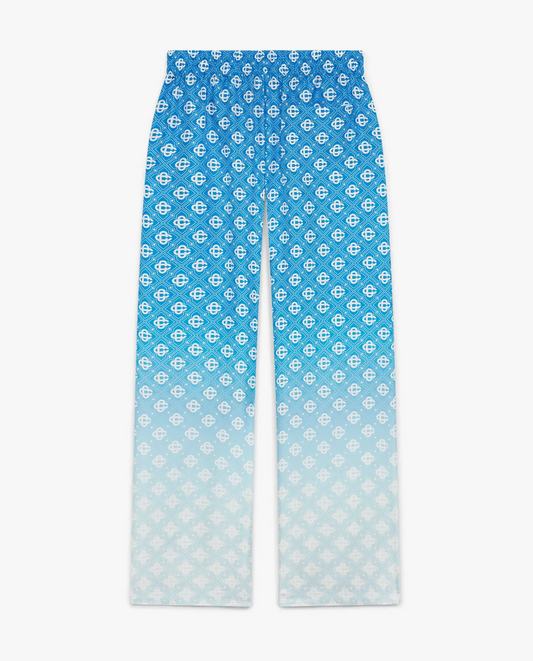WOMEN - Blue Gradient Diamond Monogram Silk Trousers - Casa Blanca