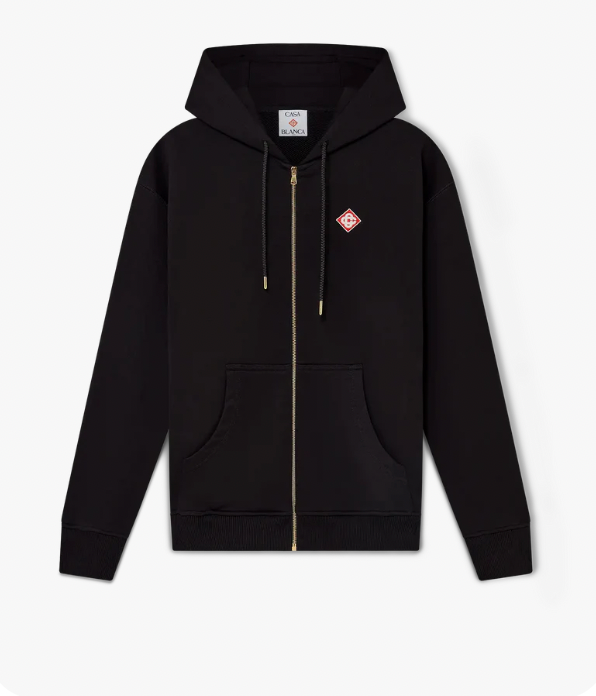 ZIP UP HOODIE GREEN LOGO - CASABLANCA