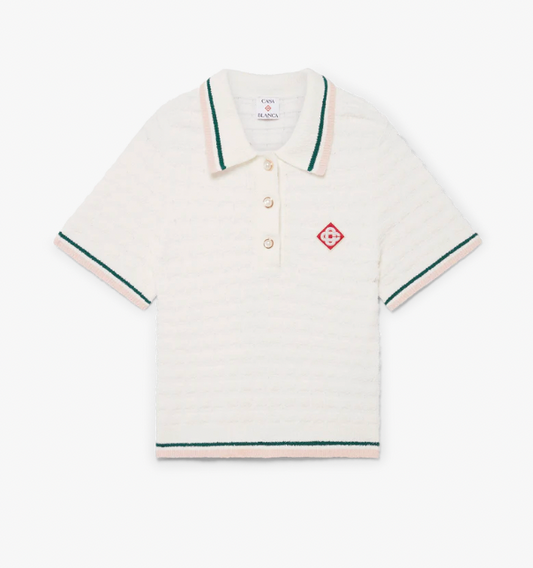 WOMEN - POLO SHIRT COTTON BOUCLE BLUE/PINK - CASABLANCA