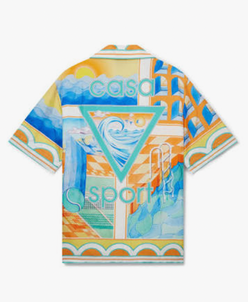 KIDS - SHORT SLEEVE SHIRT Silk beach Capsule orange/multi - Casa Blanca