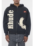 MEN - BLACK ZIP UP HOODIE - RHUDE