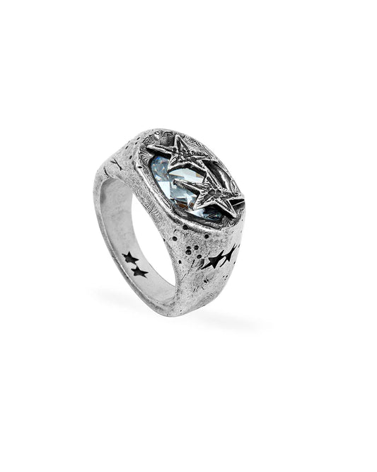 Bague Signet White Stone Superstar - TwoJeys
