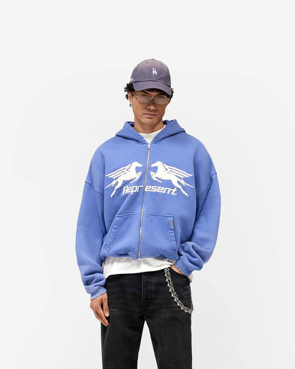 MEN - Pegasus Zip Through Hoodie Blue - Represent