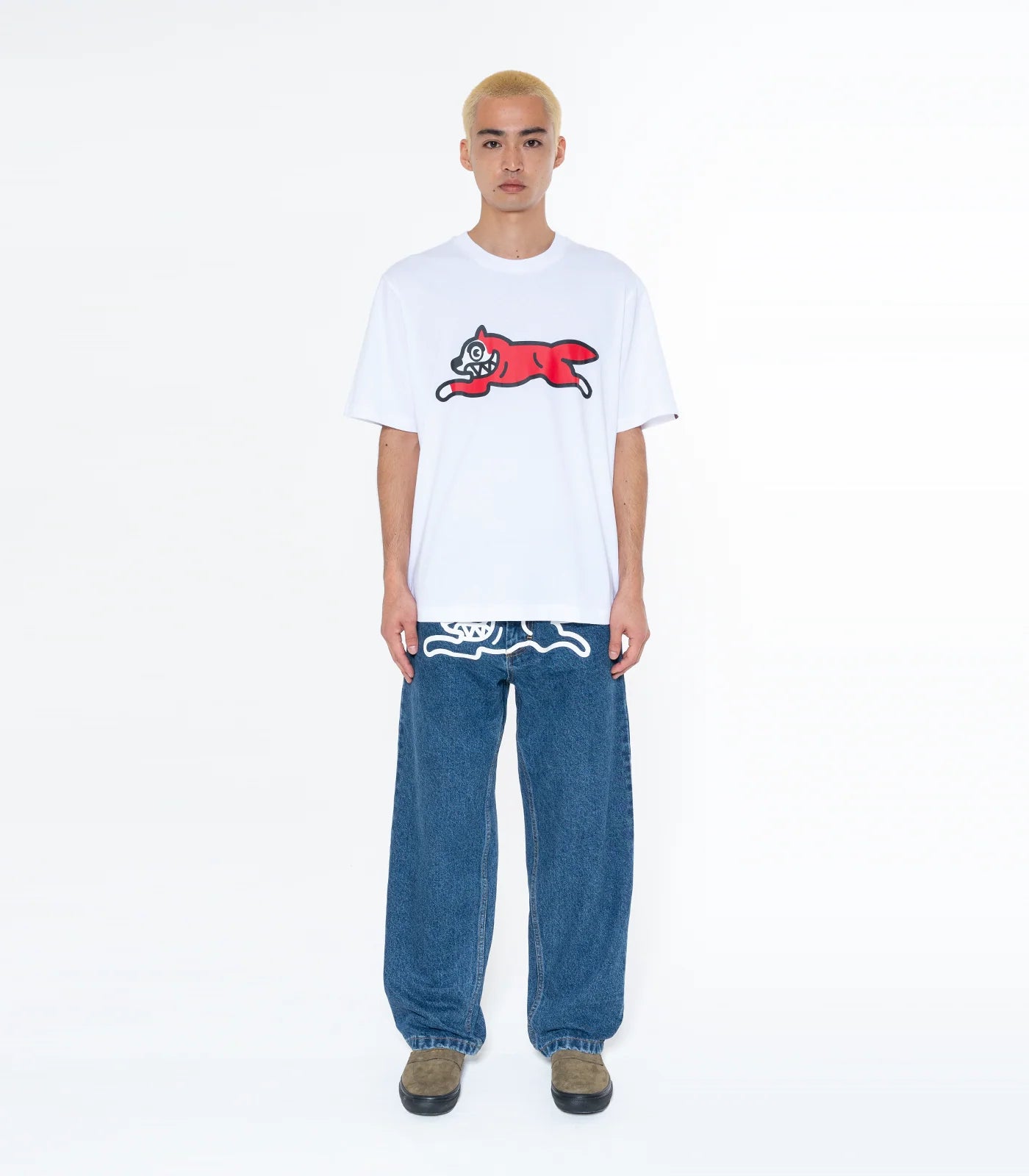 MEN - RUNNING DOG T-SHIRT WHITE/RED - Ice Cream