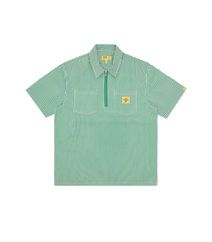 MEN - SHIRT ZIP SERVICES QUARTER GREEN/WHITE STRIPE - Ice Cream
