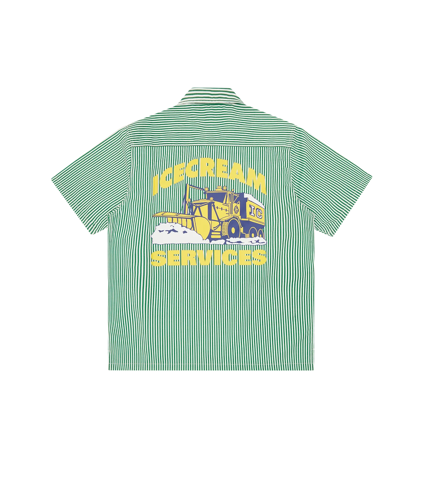 MEN - SHIRT ZIP SERVICES QUARTER GREEN/WHITE STRIPE - Ice Cream
